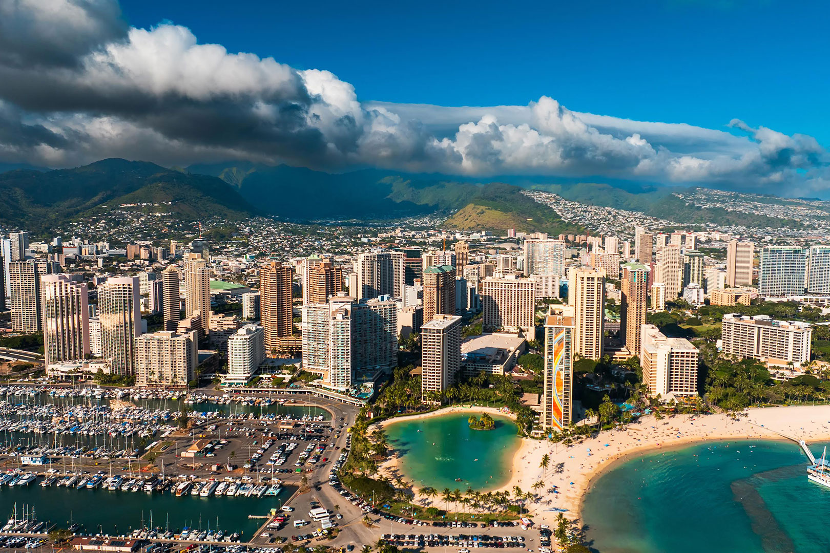 Waikiki, Oahu, Hawaii Real Estate Aerial Shot